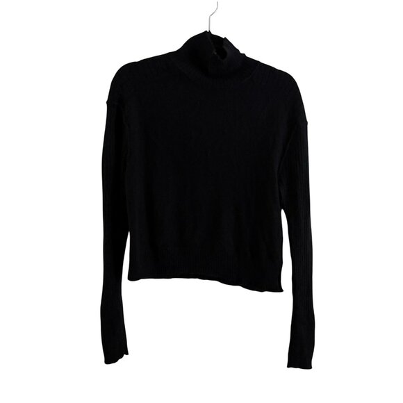 Free People Women S Black Soft Pullover Aubrey 100% Cashmere Turtleneck Sweater - Picture 2 of 11